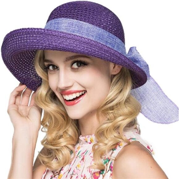 Women's Floppy Sun Hat Fashionable Summer Wide Brim Cap Straw Hat UV